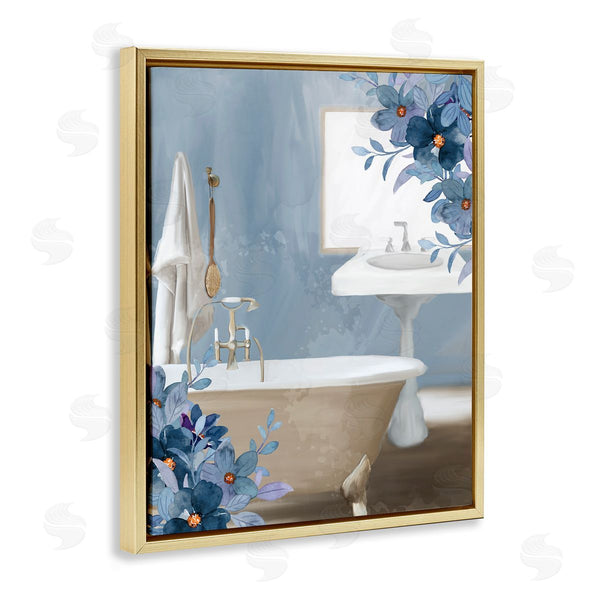 Stupell Industries Kim Allen | Bathroom Blues Floral Tub