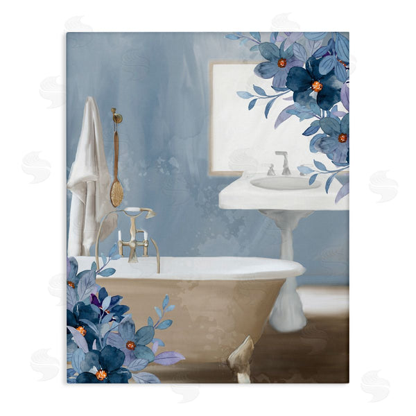stupell industries Kim Allen | Bathroom Blues Floral Tub