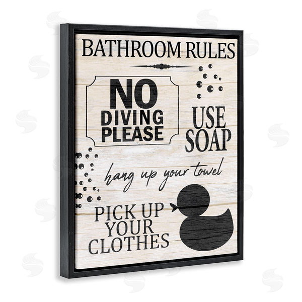 Stupell Industries Kim Allen | Bathroom Rules Rustic Grain Pattern Design Sign Wall Art