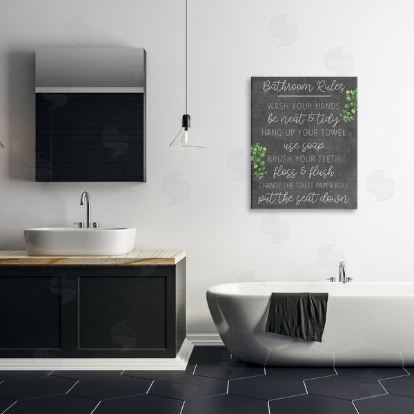 Stupell Industries Kim Allen | Bathroom Rules With Greenery Wall Art