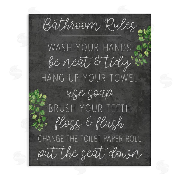 stupell industries Kim Allen | Bathroom Rules with Greenery Wall Art