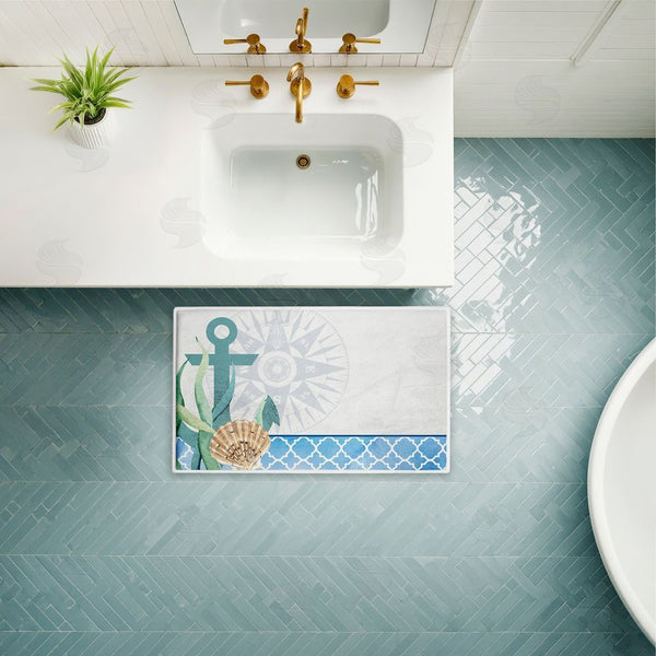 Stupell Industries Kim Allen | Bayside Anchor & Compass Plush Bath Mat