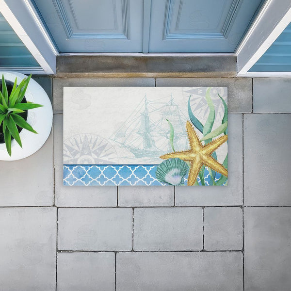 Stupell Industries Kim Allen | Bayside Sea Life & Ship Non-Woven Door Mat