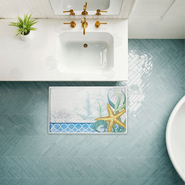 Stupell Industries Kim Allen | Bayside Sea Life & Ship Plush Bath Mat
