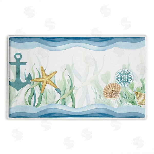 stupell industries Kim Allen | Bayside Sea Life & Waves Plush Bath Mat