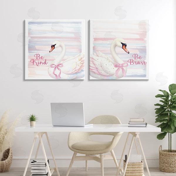 Stupell Industries Kim Allen | Be Brave & Kind Pastel Swan Wall Art
