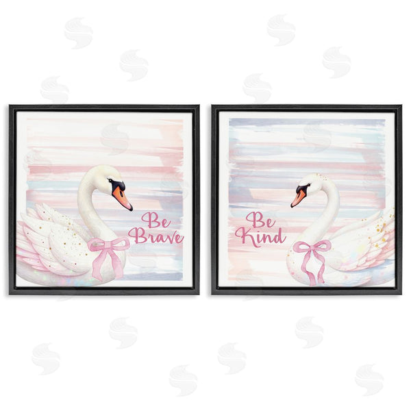 Stupell Industries Kim Allen | Be Brave & Kind Pastel Swan Wall Art