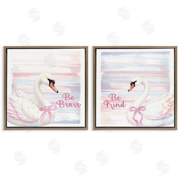 Stupell Industries Kim Allen | Be Brave & Kind Pastel Swan Wall Art