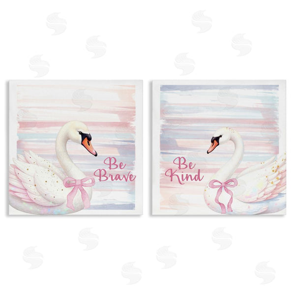 stupell industries Kim Allen | Be Brave & Kind Pastel Swan Wall Art