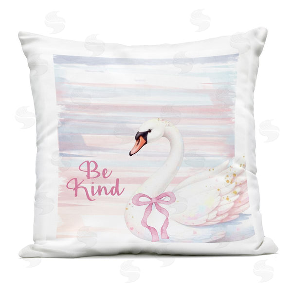 Stupell Industries Kim Allen | Be Kind Pastel Swan Printed Throw Pillow