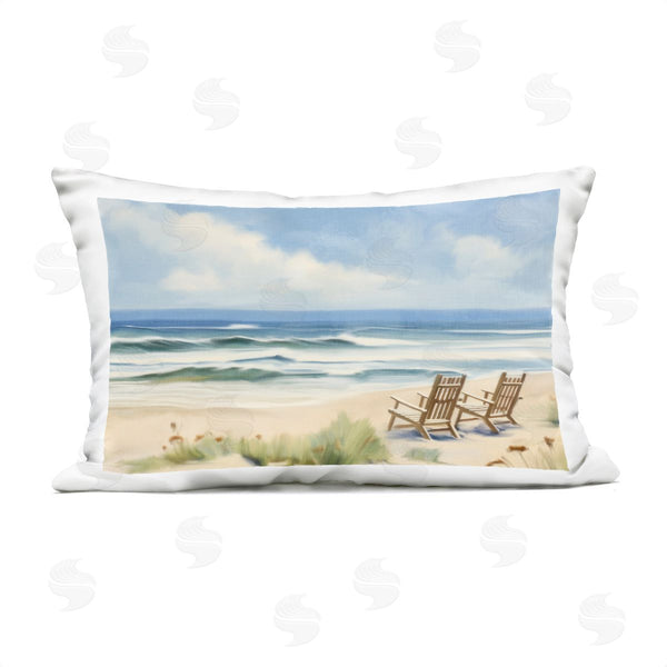 Stupell Industries Kim Allen | Beach Coast Chair View Printed Throw Pillow