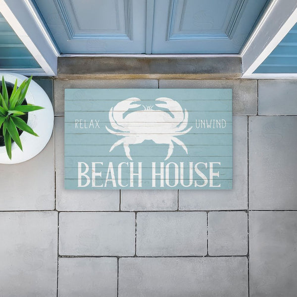 Stupell Industries Kim Allen | Beach House Entry Crab Non-Woven Door Mat