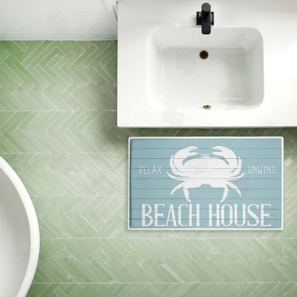 Stupell Industries Kim Allen | Beach House Entry Crab Plush Bath Mat