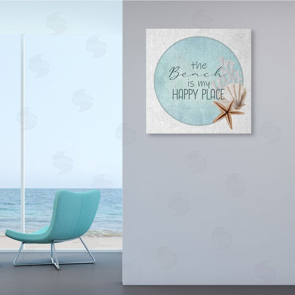 Stupell Industries Kim Allen | Beach Is My Happy Place Sentiment Shell Starfish Wall Art