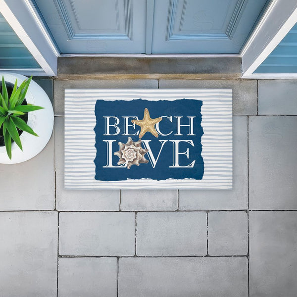 Stupell Industries Kim Allen | Beach Love Over Stripes Non-Woven Door Mat