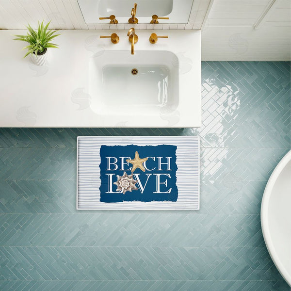Stupell Industries Kim Allen | Beach Love Over Stripes Plush Bath Mat