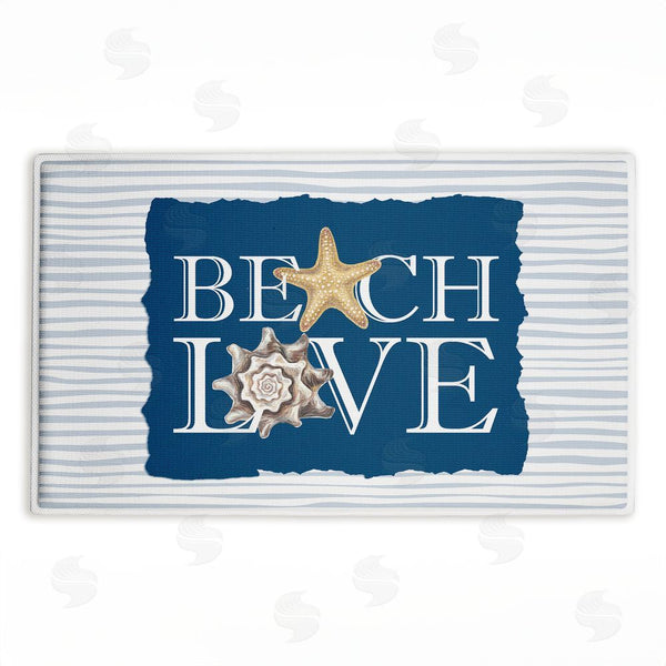 stupell industries Kim Allen | Beach Love over Stripes Plush Bath Mat