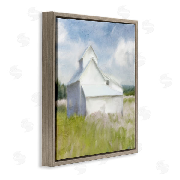 Stupell Industries Kim Allen | Beautiful White Farmhouse Cottage Countryside Grassland Wall Art