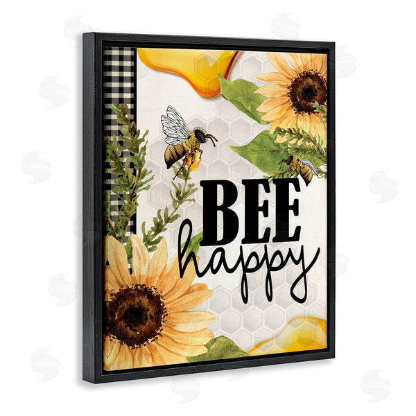 Stupell Industries Kim Allen | Bee Happy Sunflower Insect Hive Harvesting Honey Wall Art