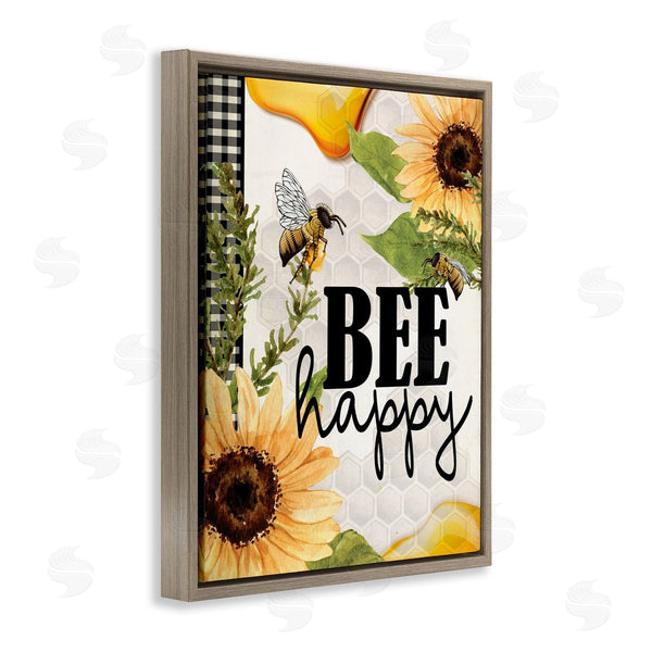 Stupell Industries Kim Allen | Bee Happy Sunflower Insect Hive Harvesting Honey Wall Art