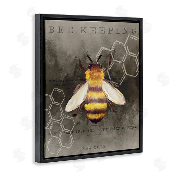 Stupell Industries Kim Allen | Bee-Keeping Vintage New York Illustration Honey Comb Pattern Wall Art