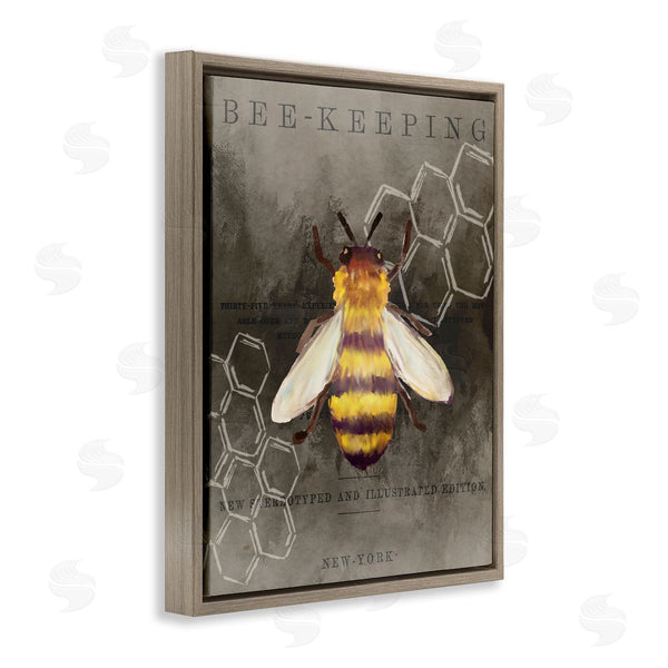 Stupell Industries Kim Allen | Bee-Keeping Vintage New York Illustration Honey Comb Pattern Wall Art