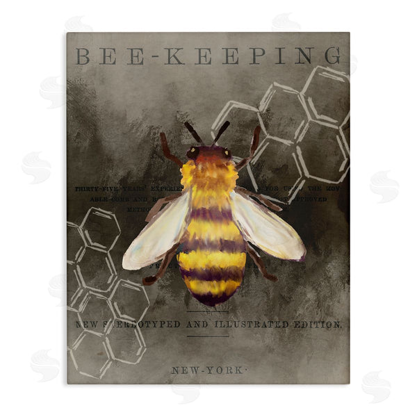 stupell industries Kim Allen | Bee-Keeping Vintage New York Illustration Honey Comb Pattern Wall Art