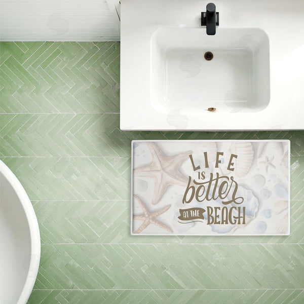 Stupell Industries Kim Allen | Better At Beach Seashells Plush Bath Mat