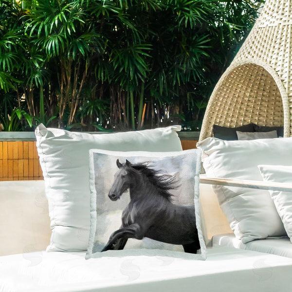 Stupell Industries Kim Allen | Black Galloping Horse Printed Throw Pillow