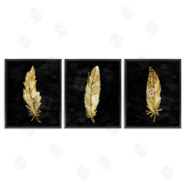 Stupell Industries Kim Allen | Black & Gold Feathers Wall Art
