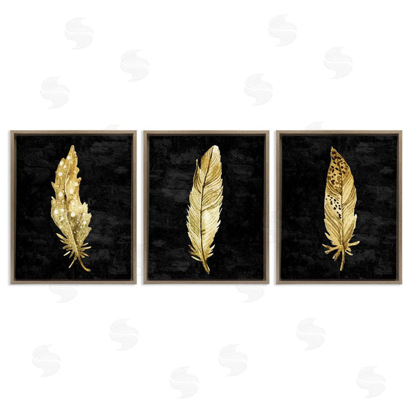 Stupell Industries Kim Allen | Black & Gold Feathers Wall Art