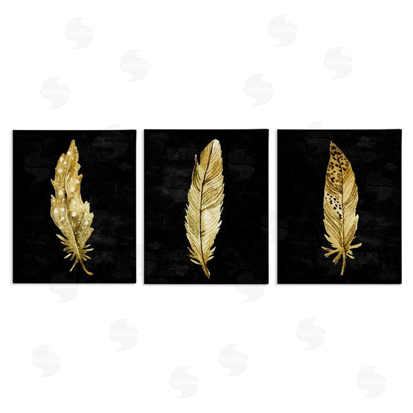 stupell industries Kim Allen | Black & Gold Feathers Wall Art