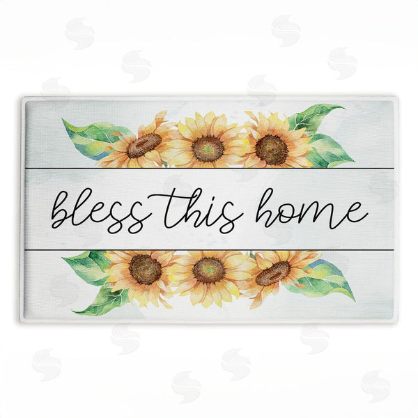 stupell industries Kim Allen | Bless This Home Sunflowers Plush Bath Mat