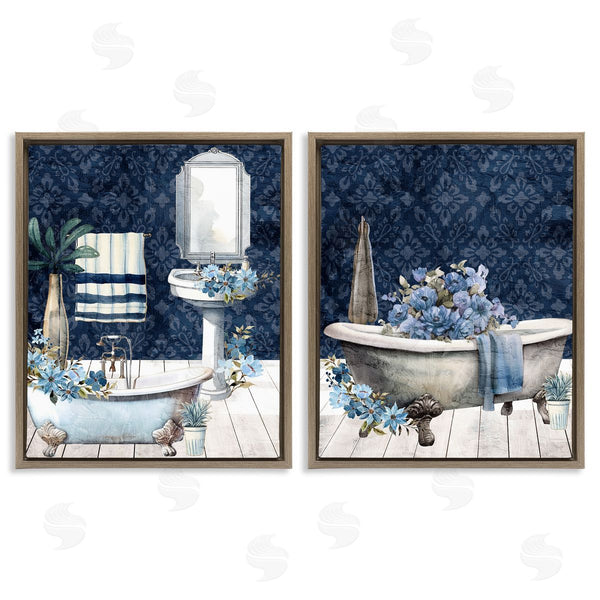 Stupell Industries Kim Allen | Blue Bath Floral Interior