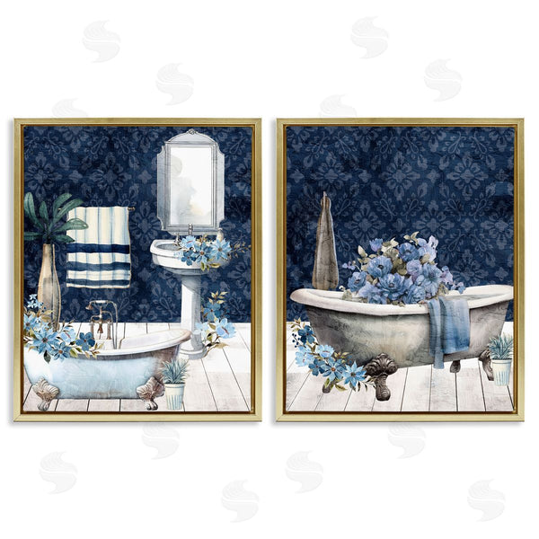 Stupell Industries Kim Allen | Blue Bath Floral Interior