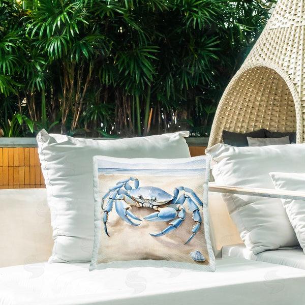 Stupell Industries Kim Allen | Blue Crab On Beach Printed Throw Pillow