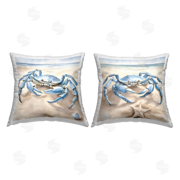 Stupell Industries Kim Allen | Blue Crab On Shore Printed Throw Pillow Set