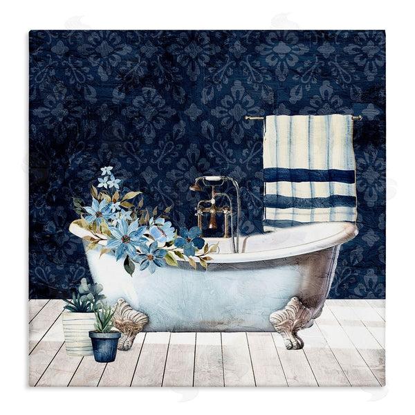stupell industries Kim Allen | Blue Damask Bathroom Wall Art