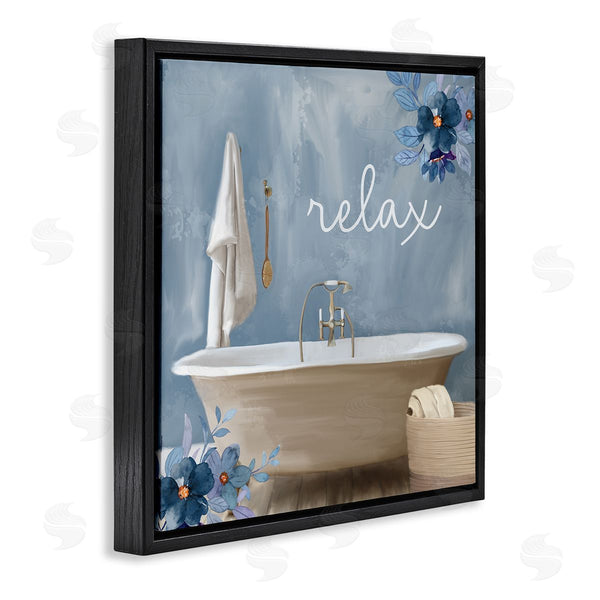Stupell Industries Kim Allen | Blue Floral Relax Bathroom Scene