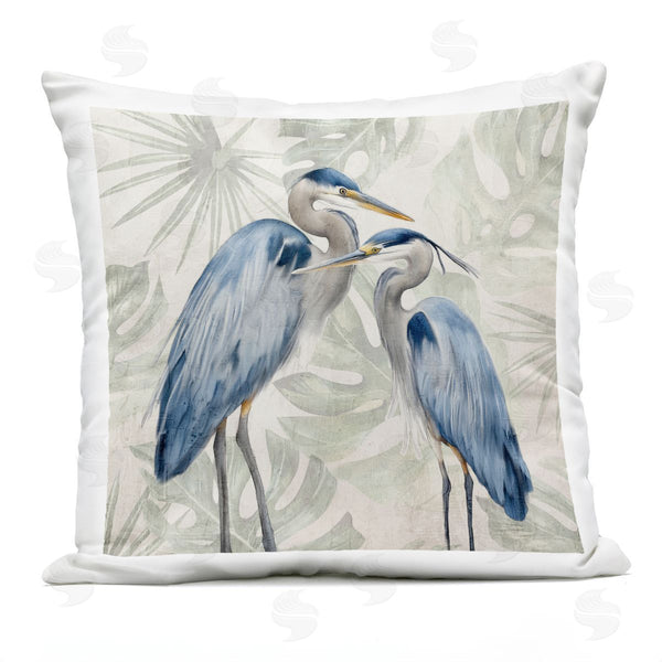 Stupell Industries Kim Allen | Blue Heron Palm Leaves Printed Throw Pillow