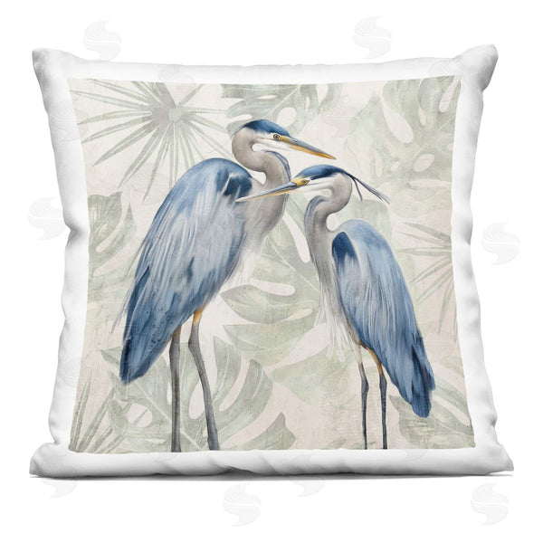 stupell industries Kim Allen | Blue Heron Palm Leaves Printed Throw Pillow