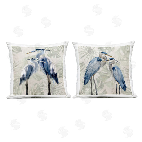 Stupell Industries Kim Allen | Blue Heron Palm Pair Printed Throw Pillow Set