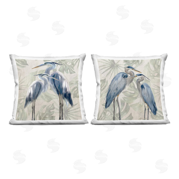 stupell industries Kim Allen | Blue Heron Palm Pair Printed Throw Pillow Set