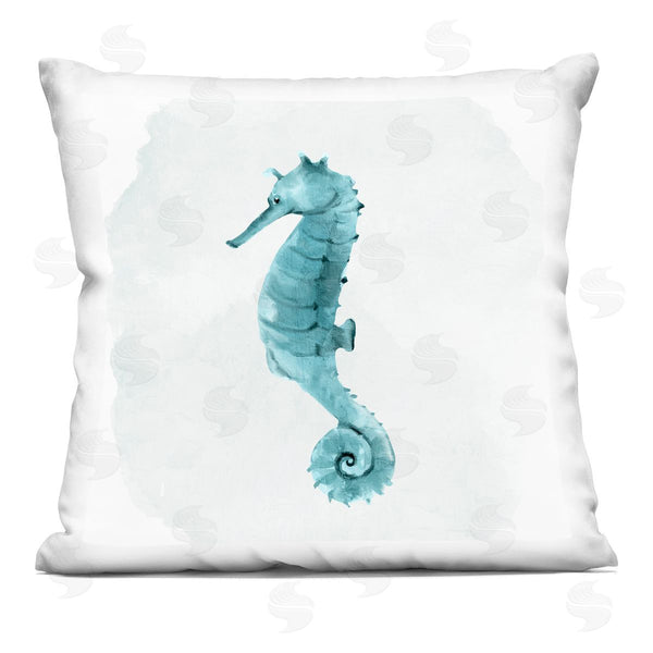 stupell industries Kim Allen | Blue Seahorse Aquatic Marine Life Animal Printed Throw Pillow