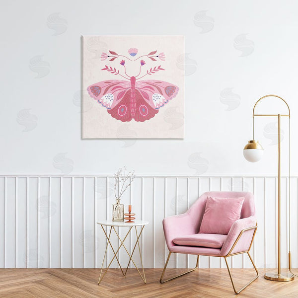 Stupell Industries Kim Allen | Boho Pink Folk Butterfly Wall Art
