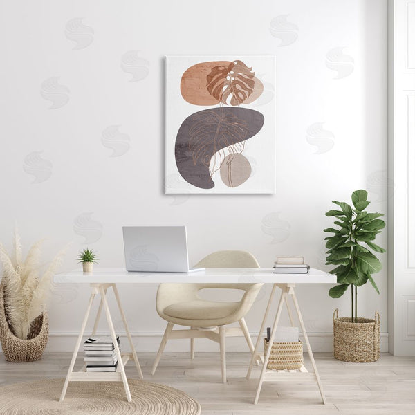 Stupell Industries Kim Allen | Bold Abstract Shapes Monstera Plants Terracotta Desert Wall Art