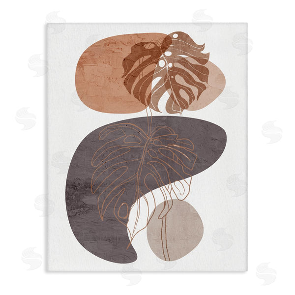 stupell industries Kim Allen | Bold Abstract Shapes Monstera Plants Terracotta Desert Wall Art