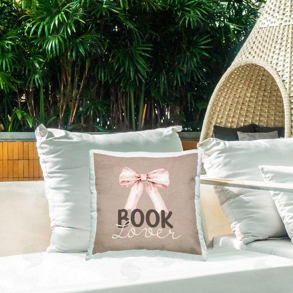 Stupell Industries Kim Allen | Book Lover With Bow Printed Throw Pillow