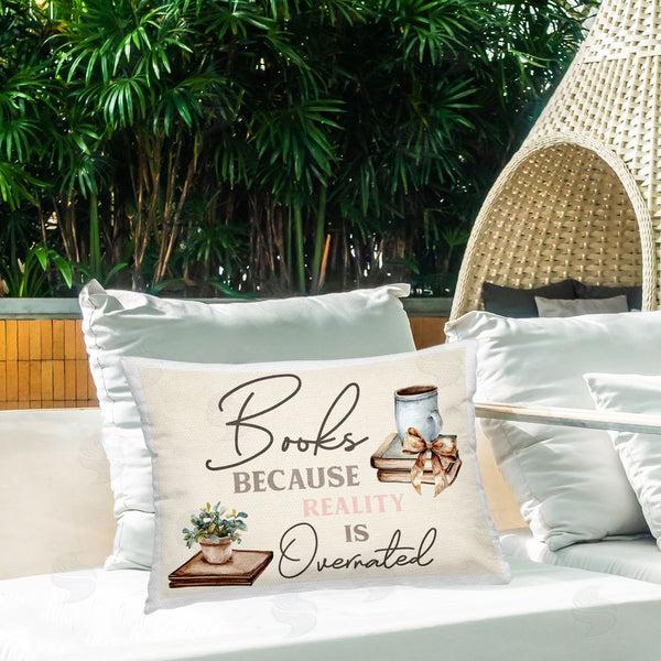 Stupell Industries Kim Allen | Books Because Reality Overrated Printed Throw Pillow
