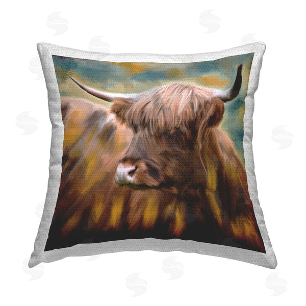 Stupell Industries Kim Allen | Brown Highland Cow Printed Throw Pillow